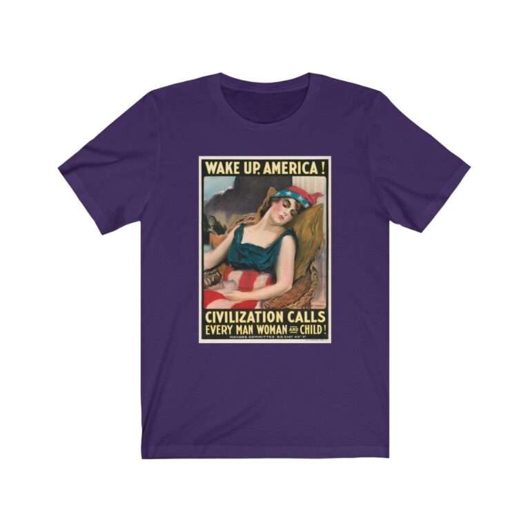 Wake Up America by James Montgomery Flagg - Premium Unisex T-Shirt - Image 15