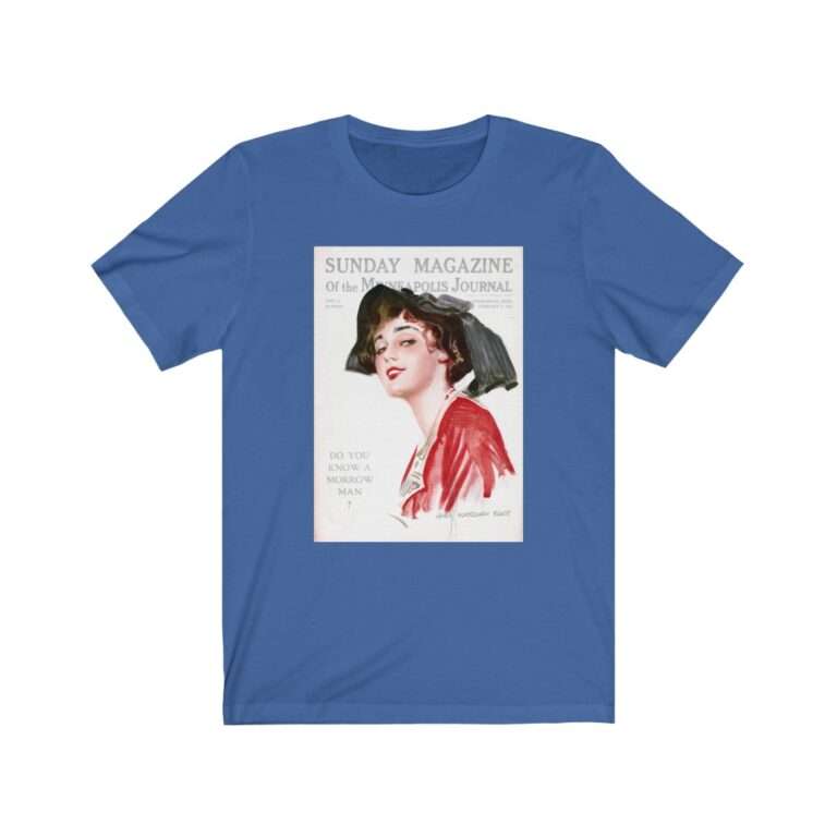 Sunday Magazine Cover by James Montgomery Flagg - Premium Unisex T-Shirt - Image 10