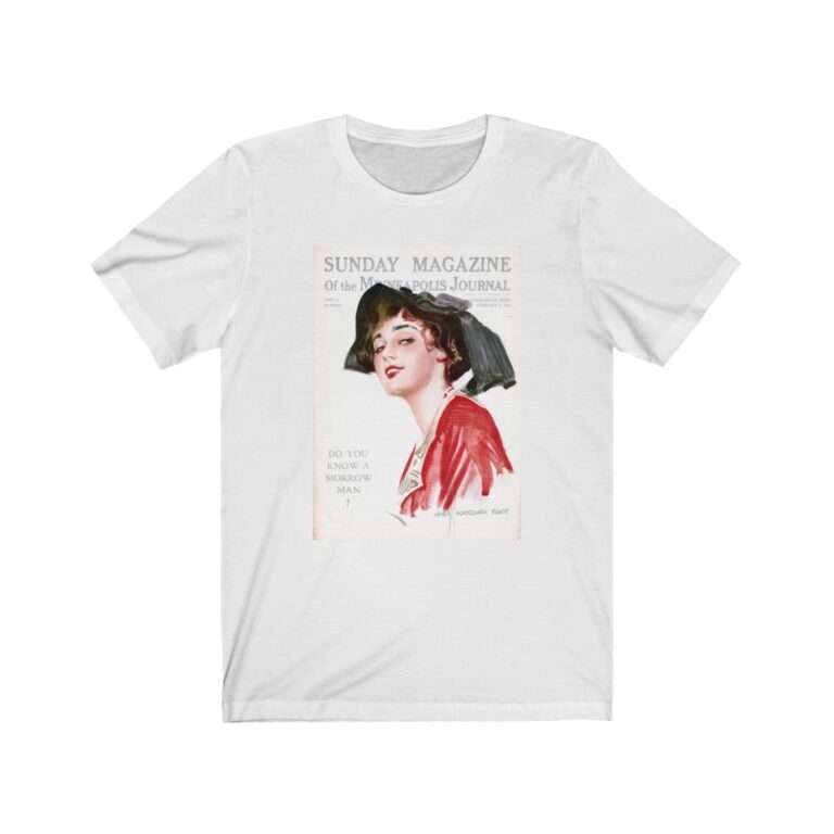 Sunday Magazine Cover by James Montgomery Flagg - Premium Unisex T-Shirt - Image 2