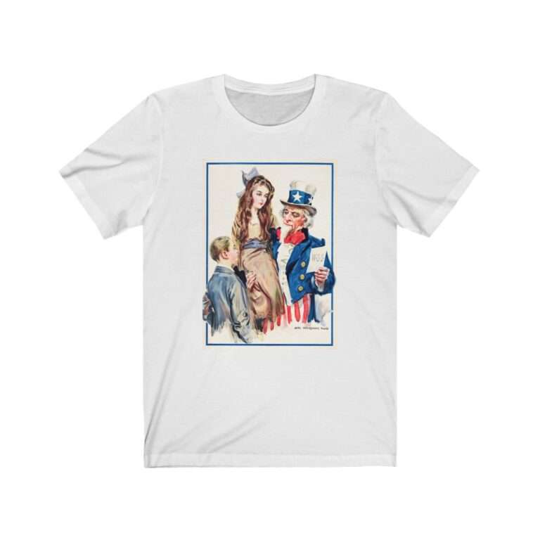 Uncle Sam Boys and Girls by James Montgomery Flagg - Premium Unisex T-Shirt - Image 2