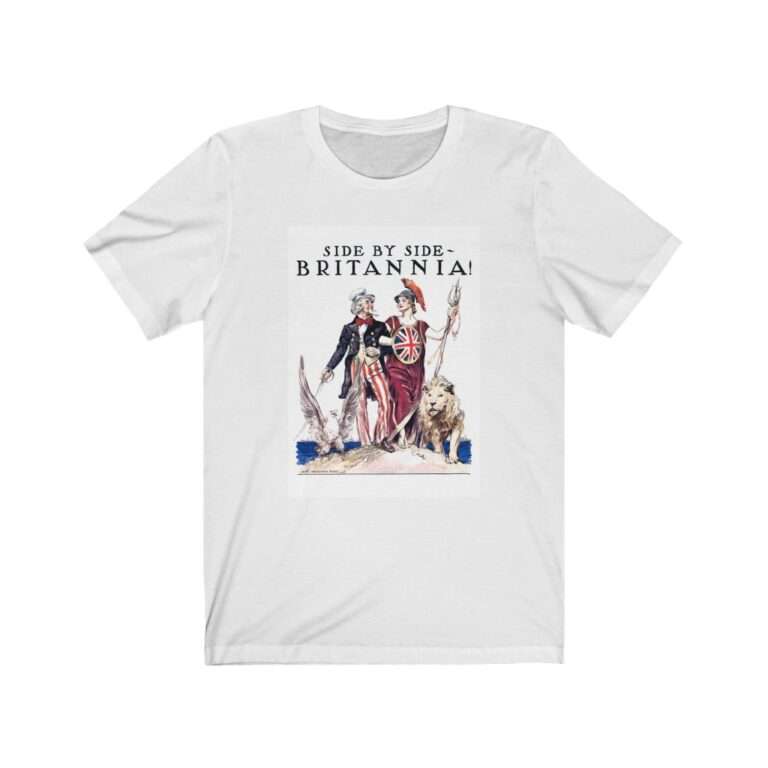 Uncle Sam Side by Side Britannia - James Montgomery Flagg - Premium Unisex T-Shirt - Image 2