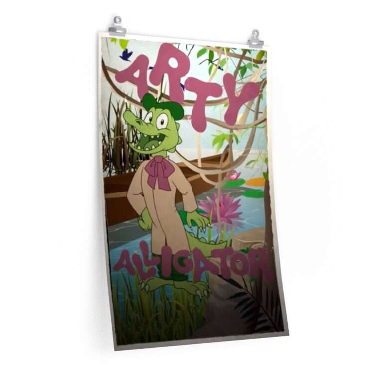 Printed cartoon poster for Willy's Wonderland ft. Nicolas Cage - Arty Alligator