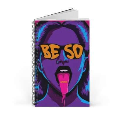 Spiral notebook with print of erotic woman face tong out drawing