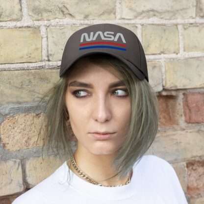Woman wearing NASA hat