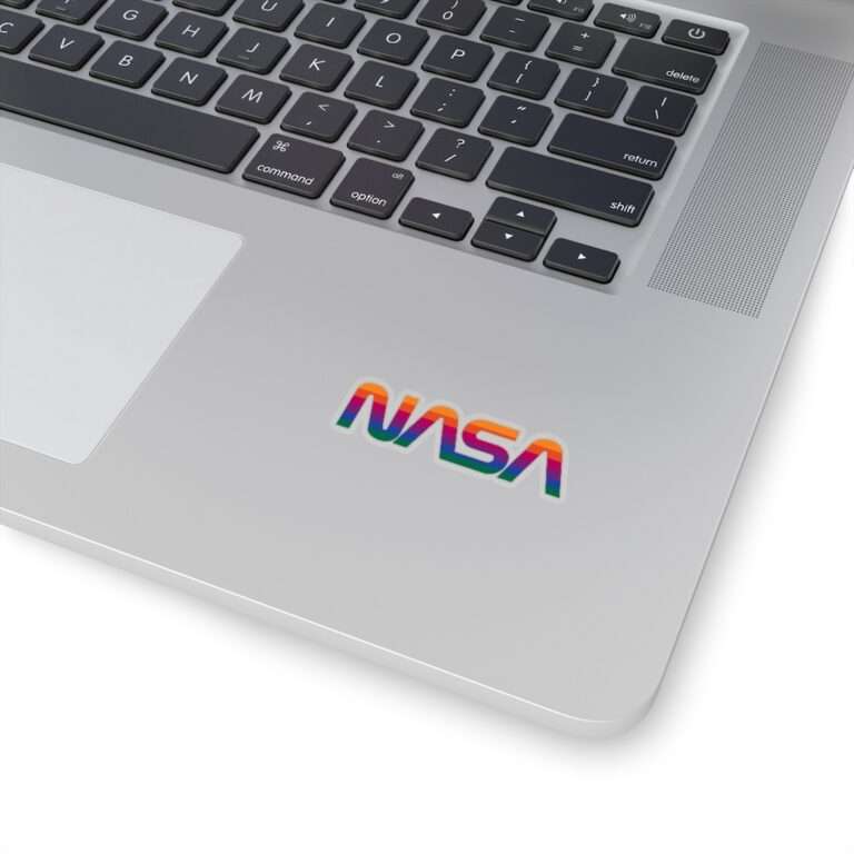 Transparent sticker of NASA logo in rainbow colors