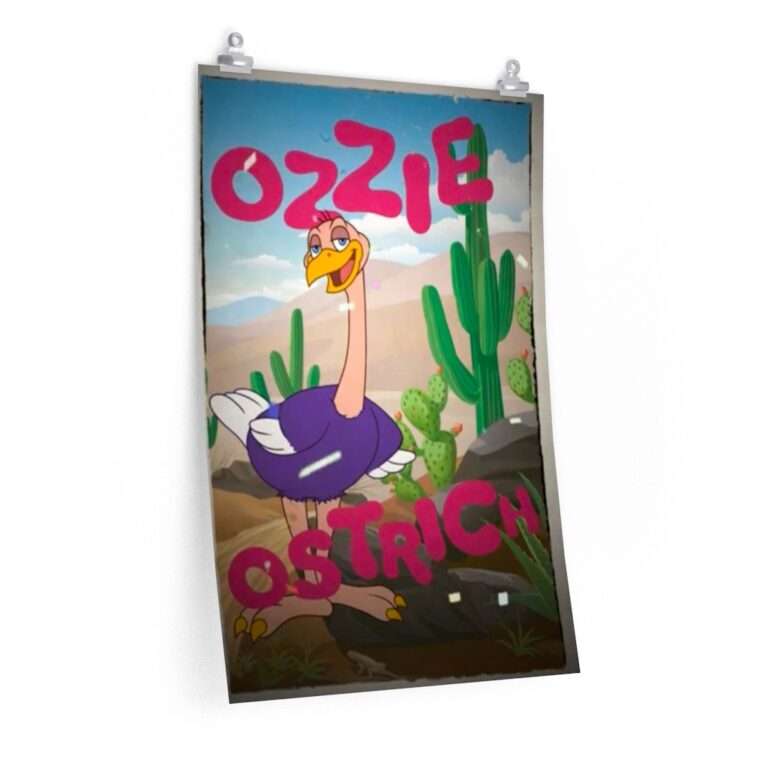 Printed cartoon poster for Willy's Wonderland ft. Nicolas Cage - Ozzie Ostrich