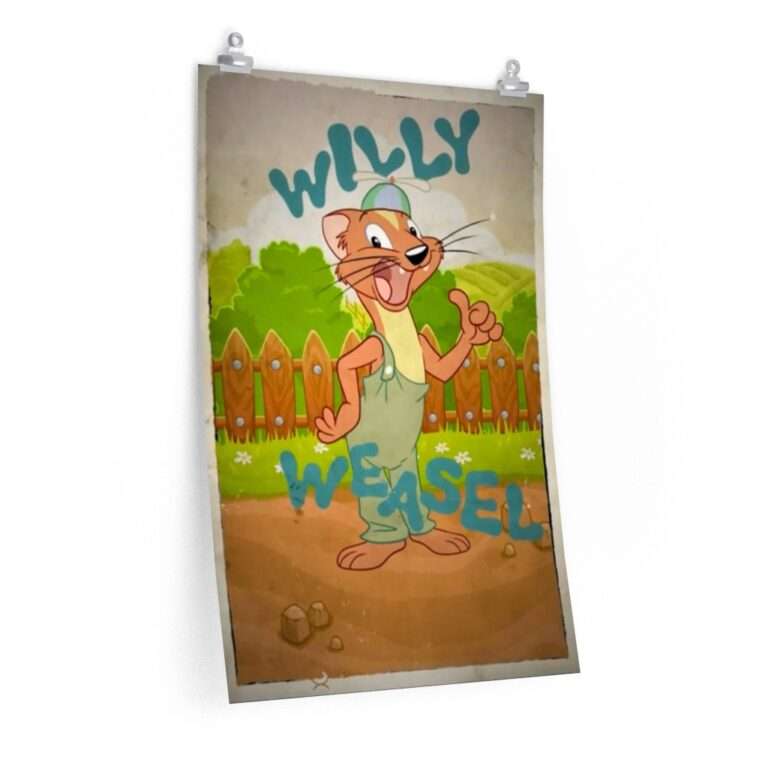 Printed cartoon poster for Willy's Wonderland ft. Nicolas Cage - Willy Weasel