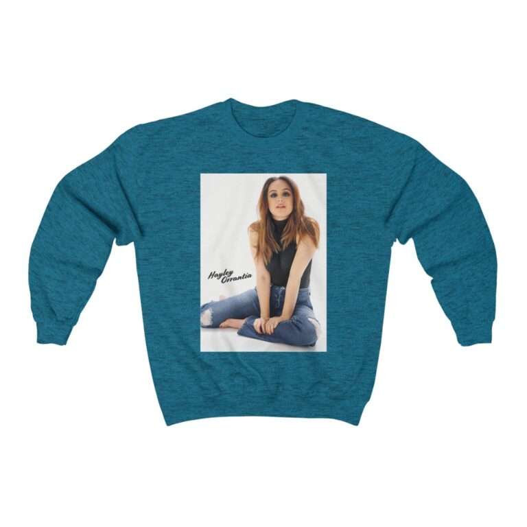 Actress Hayley Orrantia with Jeans Outfit on The Floor - Sweatshirt - Image 10