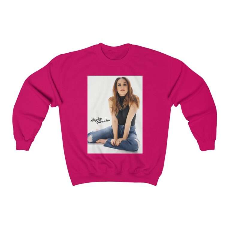 Actress Hayley Orrantia with Jeans Outfit on The Floor - Sweatshirt - Image 13