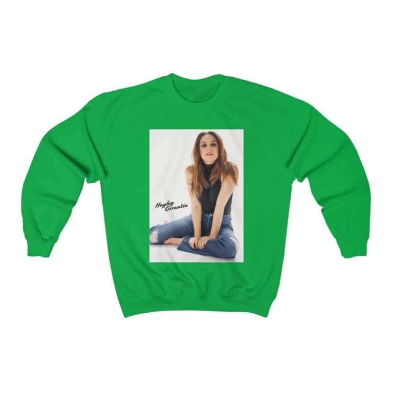 Actress Hayley Orrantia with Jeans Outfit on The Floor - Sweatshirt - Image 6