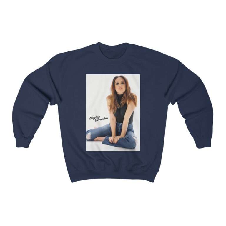Actress Hayley Orrantia with Jeans Outfit on The Floor - Sweatshirt - Image 11