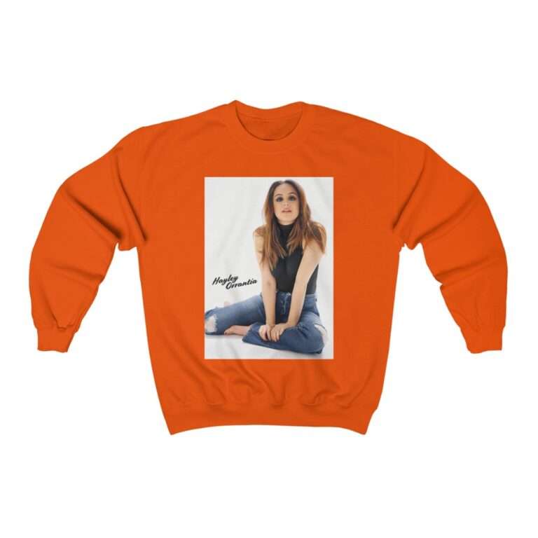 Actress Hayley Orrantia with Jeans Outfit on The Floor - Sweatshirt - Image 5