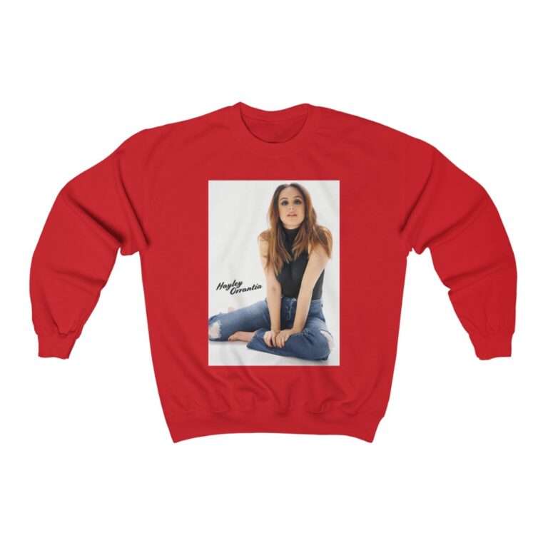 Actress Hayley Orrantia with Jeans Outfit on The Floor - Sweatshirt - Image 15