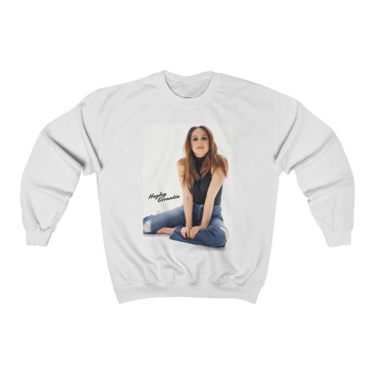 Actress Hayley Orrantia with Jeans Outfit on The Floor - Sweatshirt - Image 2