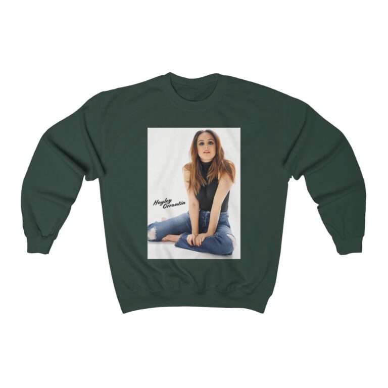 Actress Hayley Orrantia with Jeans Outfit on The Floor - Sweatshirt - Image 7