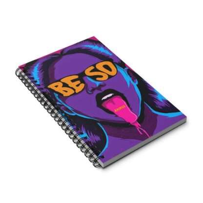 Spiral notebook with print of erotic woman face tong out drawing