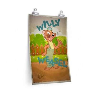 Printed cartoon poster for Willy's Wonderland ft. Nicolas Cage - Willy Weasel