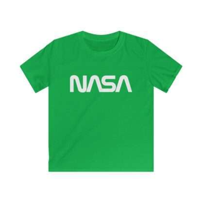 Green kids t-shirt with NASA worm logo