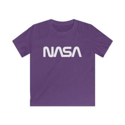 Purple kids t-shirt with NASA worm logo