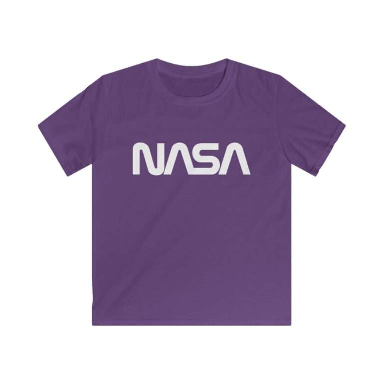 Purple kids t-shirt with NASA worm logo