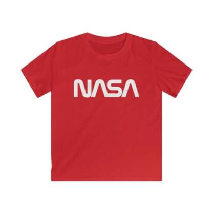 Red kids t-shirt with NASA worm logo