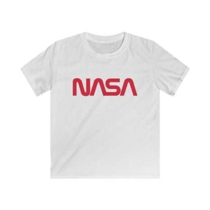 White kids t-shirt with NASA worm logo