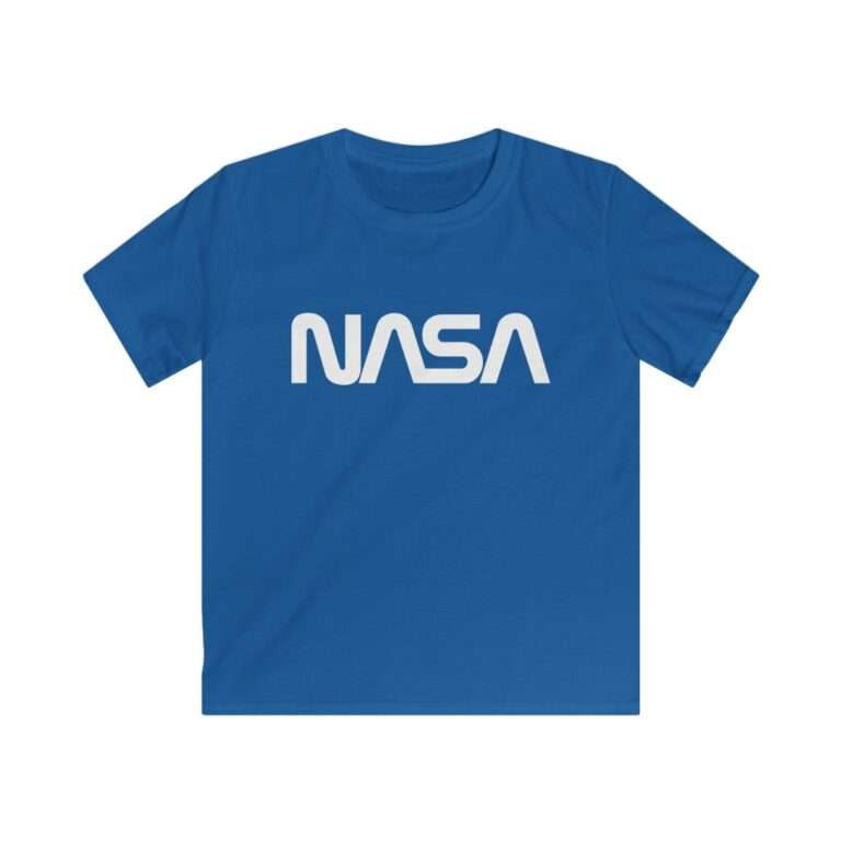 Blue kids t-shirt with NASA worm logo