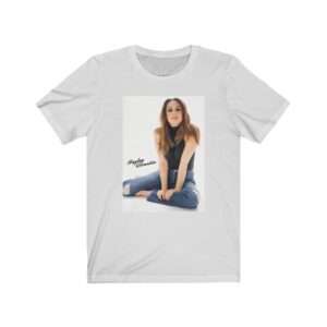 Actress Hayley Orrantia with Jeans Outfit on The Floor - Premium Unisex T-Shirt