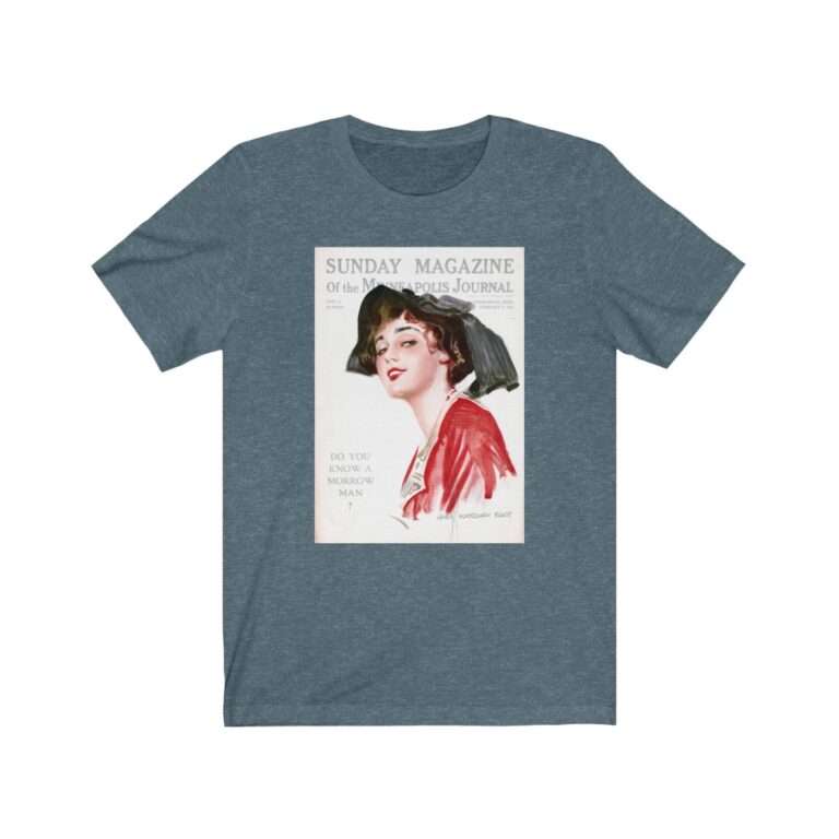 Sunday Magazine Cover by James Montgomery Flagg - Premium Unisex T-Shirt - Image 11
