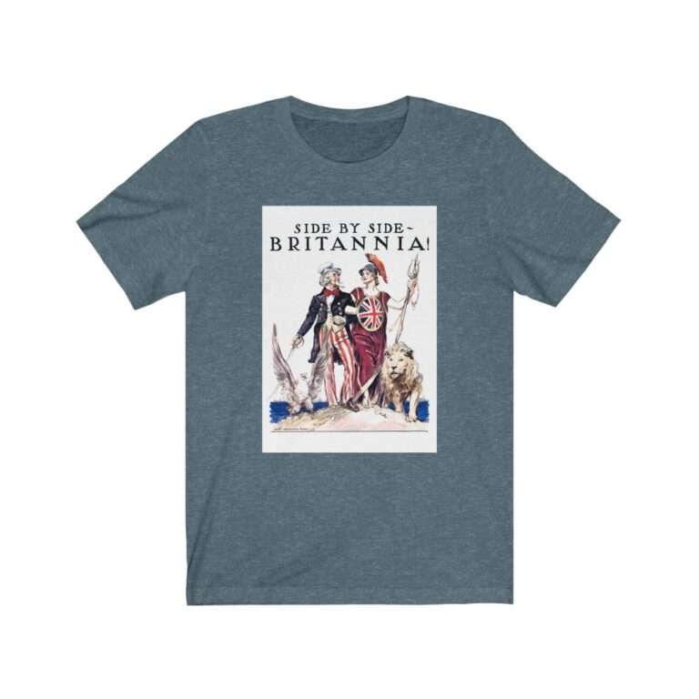 Uncle Sam Side by Side Britannia - James Montgomery Flagg - Premium Unisex T-Shirt - Image 11