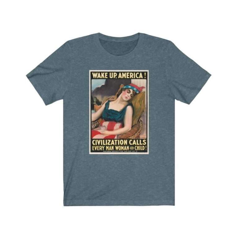 Wake Up America by James Montgomery Flagg - Premium Unisex T-Shirt - Image 12