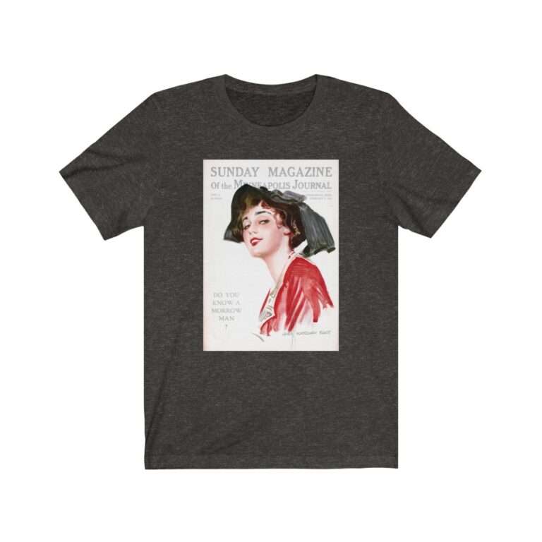 Sunday Magazine Cover by James Montgomery Flagg - Premium Unisex T-Shirt - Image 6