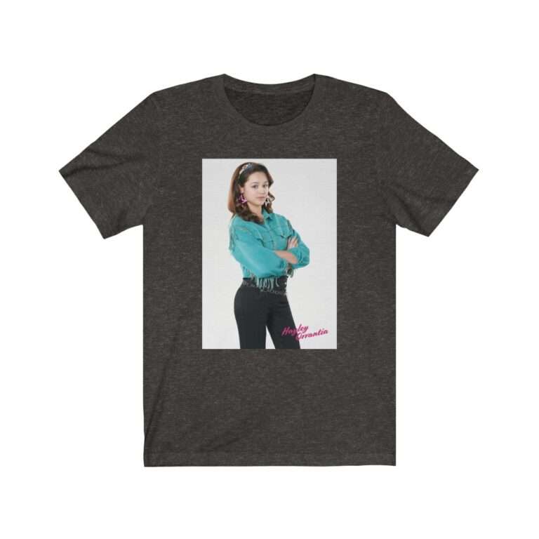 The Goldbergs Hayley Orrantia in Green Fringe Jacket - Premium Unisex T-Shirt - Image 7