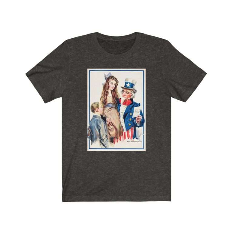 Uncle Sam Boys and Girls by James Montgomery Flagg - Premium Unisex T-Shirt - Image 6