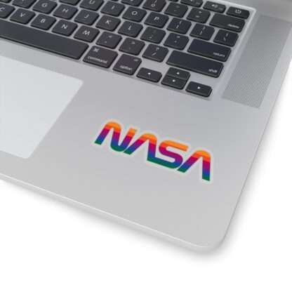 Transparent sticker of NASA logo in rainbow colors