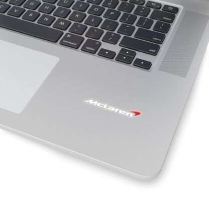 Die-cut transparent sticker of white McLaren logo