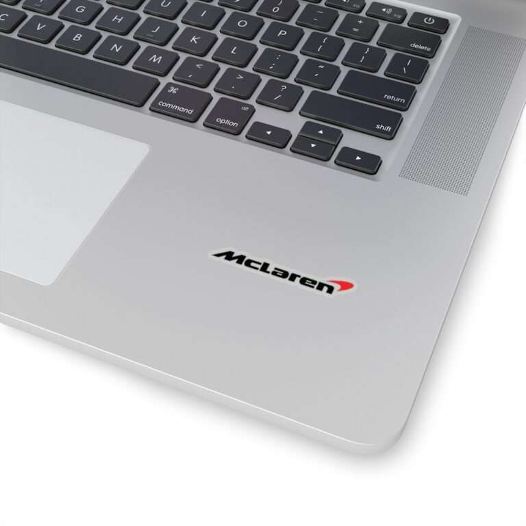 Die-cut transparent sticker of black McLaren logo