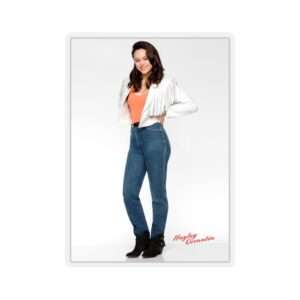 Die-Cut Sticker of Actress Hayley Orrantia in White Jacket and Orange Top