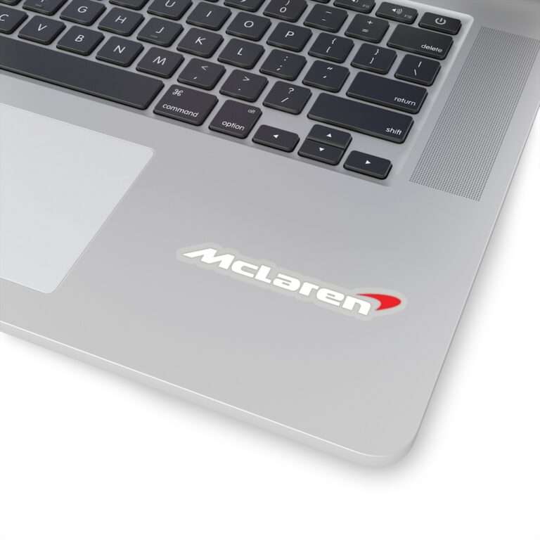 Die-cut transparent sticker of white McLaren logo