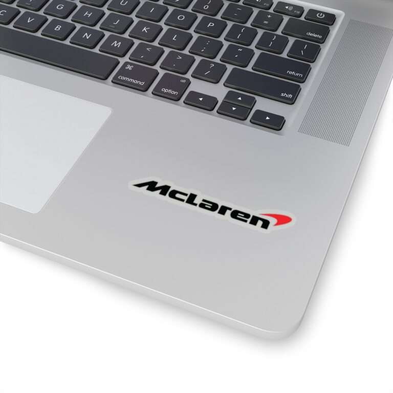 Die-cut transparent sticker of black McLaren logo
