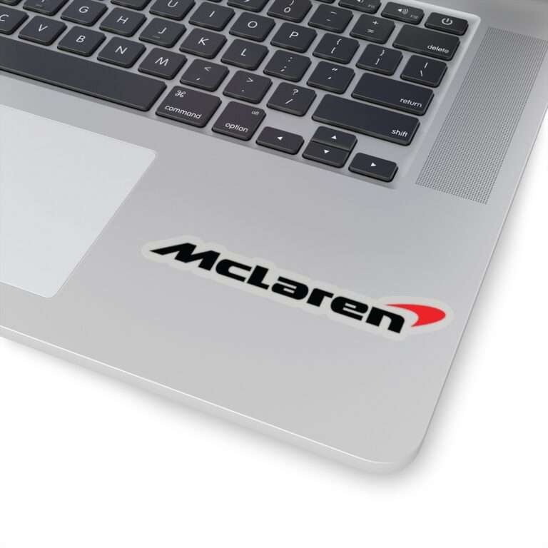 Die-cut transparent sticker of black McLaren logo