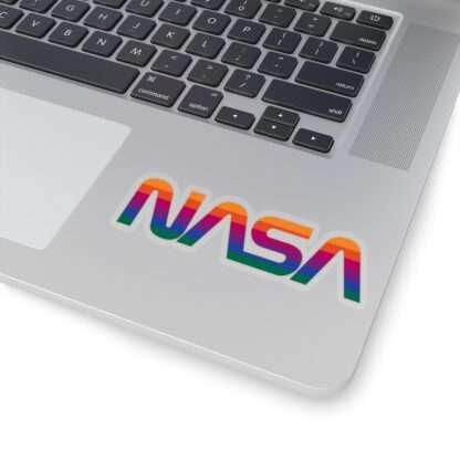 Transparent sticker of NASA logo in rainbow colors