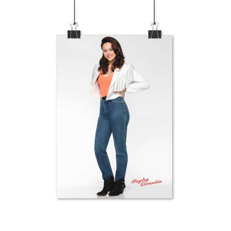 Actress Hayley Orrantia in White Jacket and Orange Top - Poster Print - Image 4
