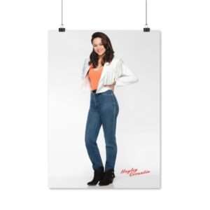 Actress Hayley Orrantia in White Jacket and Orange Top - Poster Print