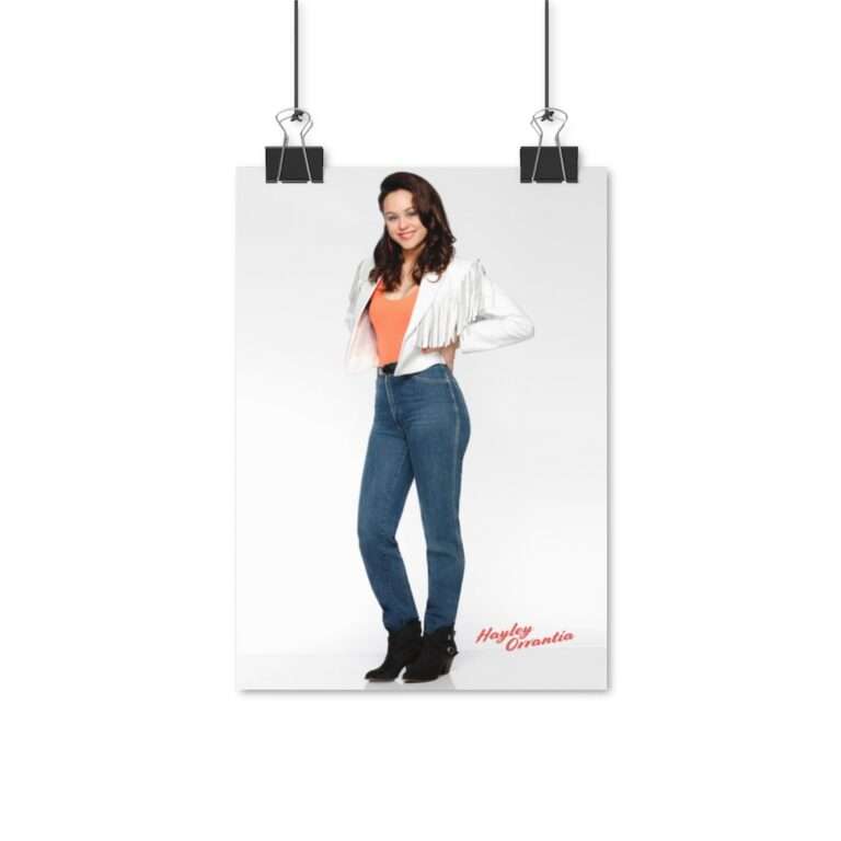 Actress Hayley Orrantia in White Jacket and Orange Top - Poster Print - Image 3