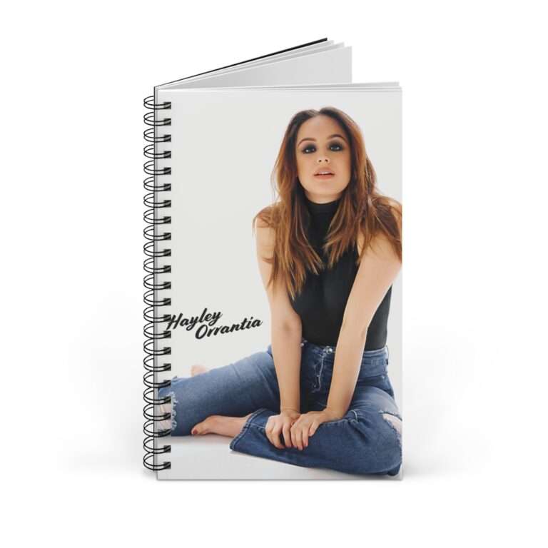 Actress Hayley Orrantia with Jeans Outfit on The Floor - Spiral Notebook Journal - Image 2