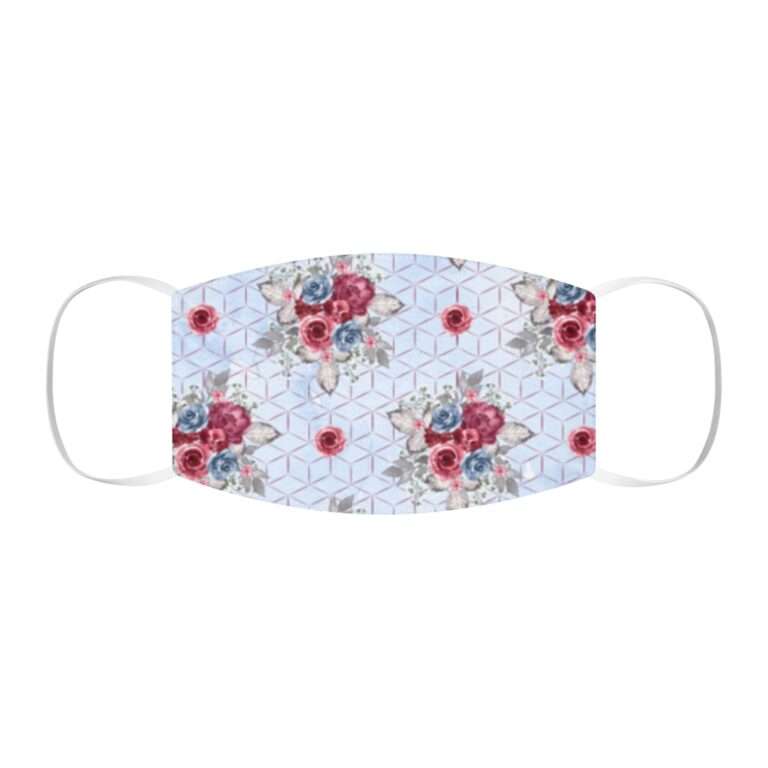 Snug-Fit Polyester Face Mask with Floral Pattern - Blue/Burgundy 01 - Image 2