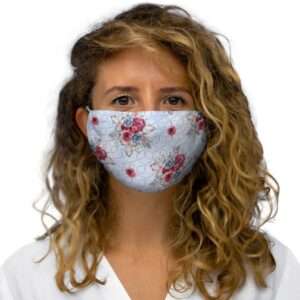 Snug-Fit Polyester Face Mask with Floral Pattern - Blue/Burgundy 01
