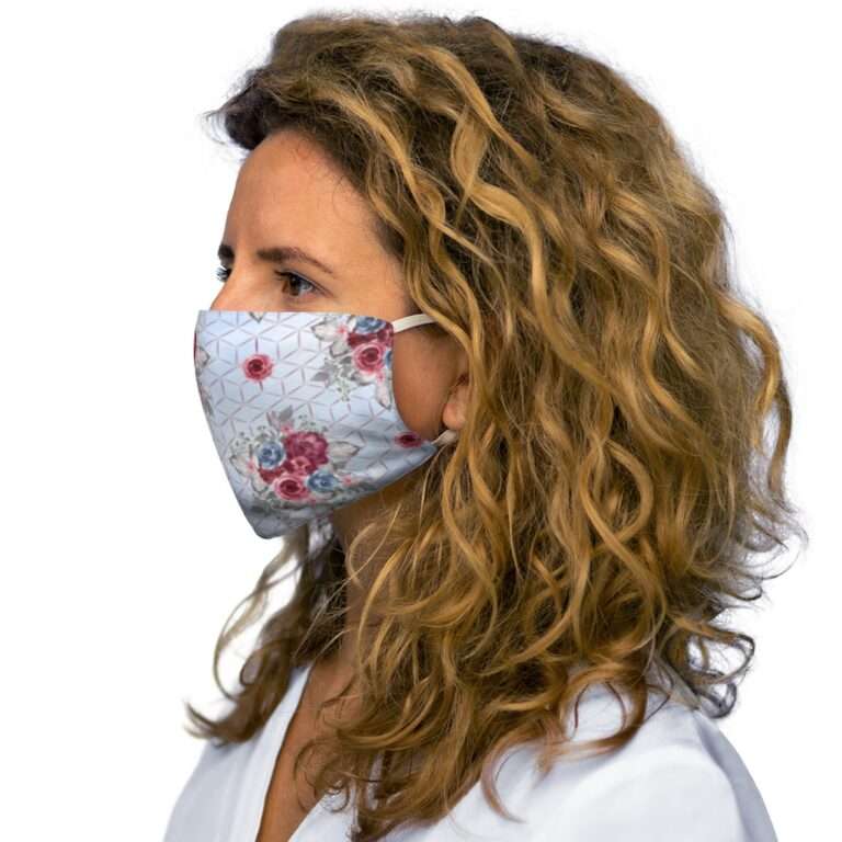 Snug-Fit Polyester Face Mask with Floral Pattern - Blue/Burgundy 01 - Image 5