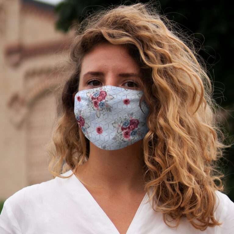 Snug-Fit Polyester Face Mask with Floral Pattern - Blue/Burgundy 01 - Image 6